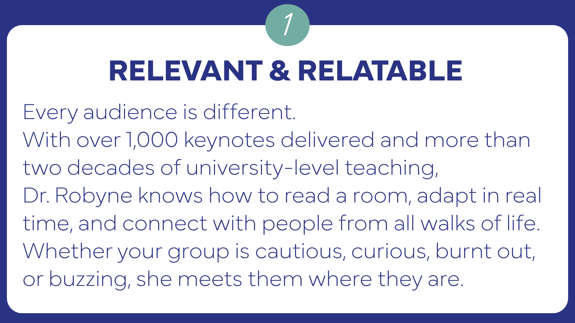 Why book Dr. Robyne Hanley-Dafoe